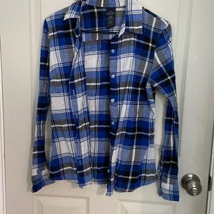 royal blue flannel top